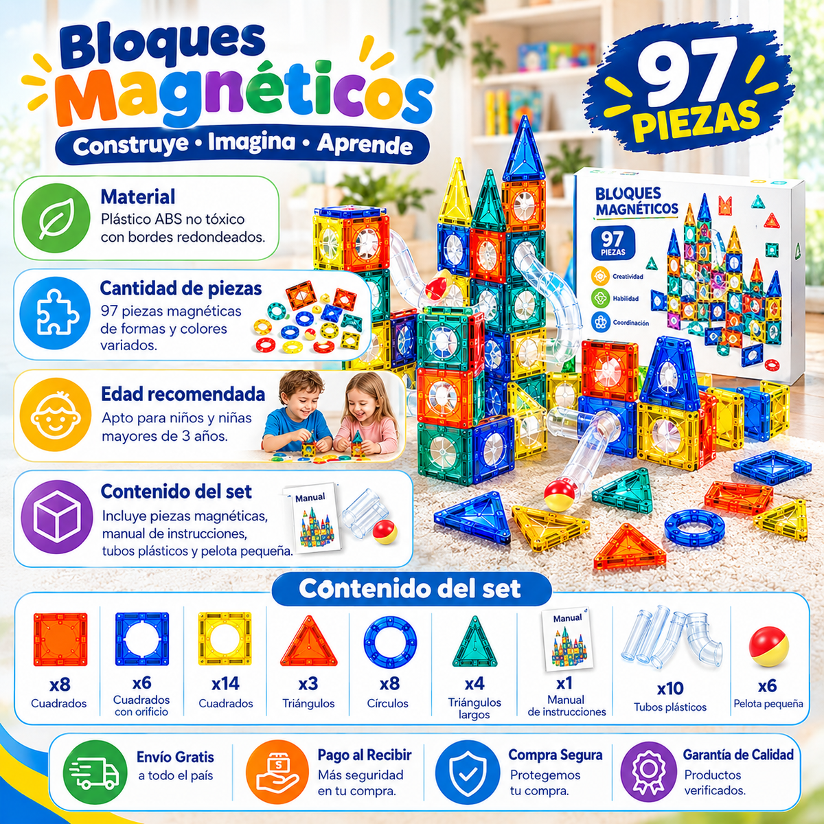 Juego De Bloques Magnético